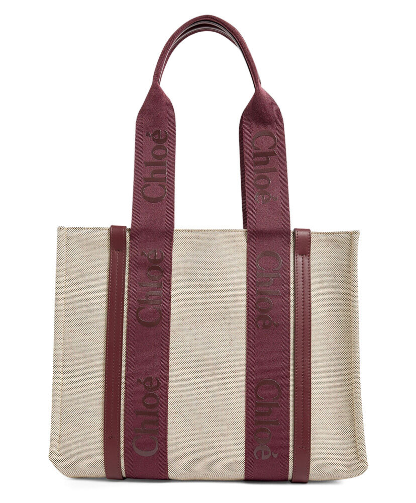 Chloe Medium Woody Tote Bag Canvas with Leather Mauve